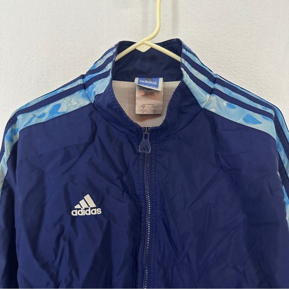 Adidas Vintage Windbreaker Jacket Tie Dye Full Zip Insulated Men’s Medium Blue - Picture 2 of 11